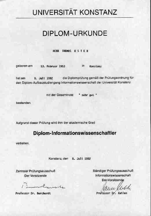 Informationswissenschaft Urkunde