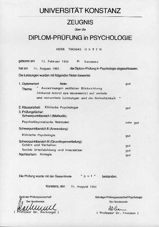 Psychologie Zeugnis
